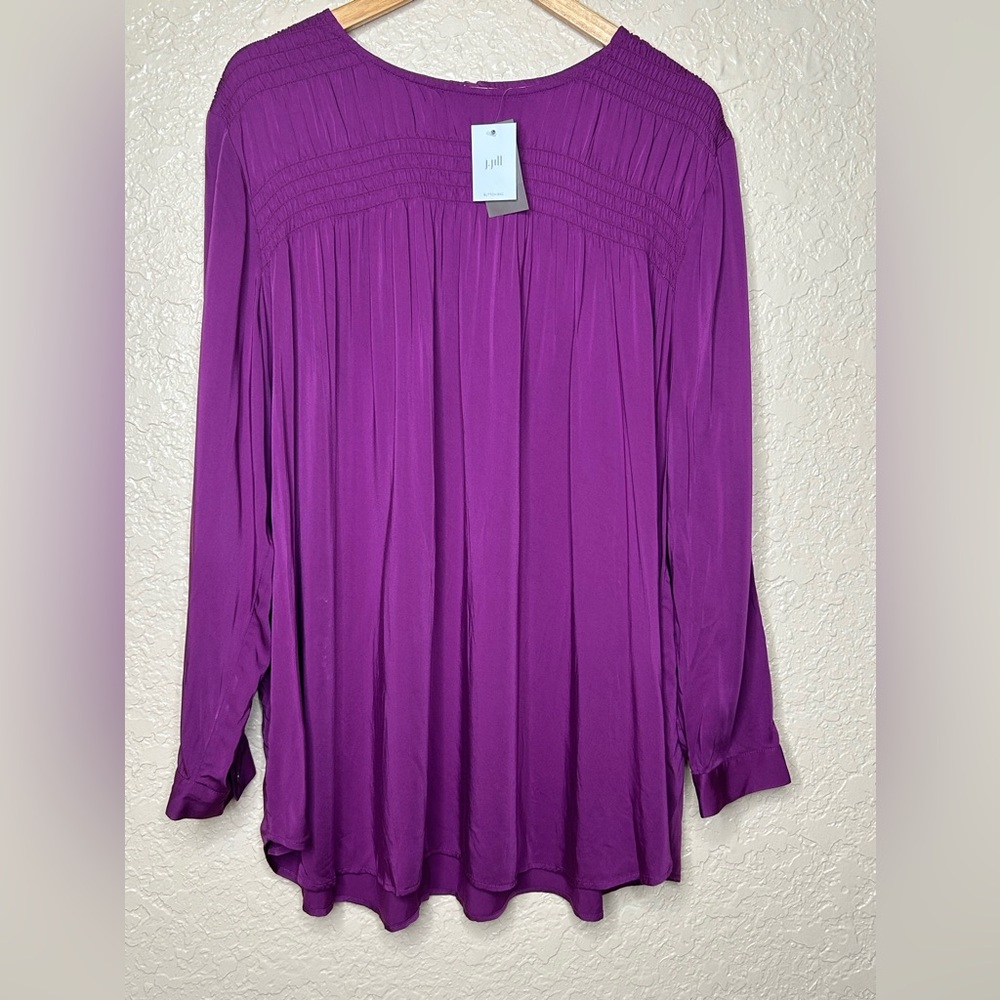 🩷 NWT J Jill Women’s Long Sleeve blouse size XL Pink Sapphire Violet Flowy